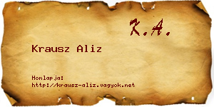 Krausz Aliz névjegykártya